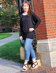 Comfortable In My Own Long Dolman Sleeve Top Brilliant Black